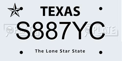 S887YC Texas License Plate
