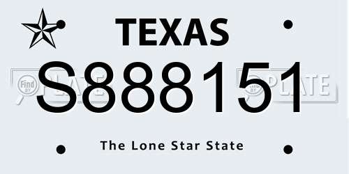 S888151 Texas License Plate