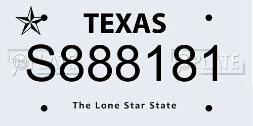 S888181 Texas License Plate