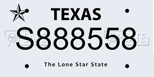 S888558 Texas License Plate