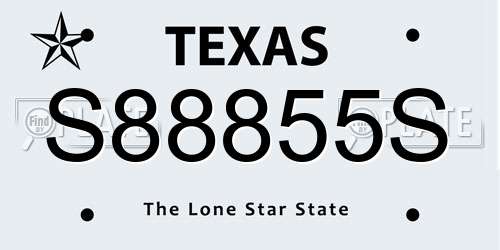 S88855S Texas License Plate