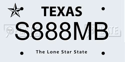 S888MB Texas License Plate