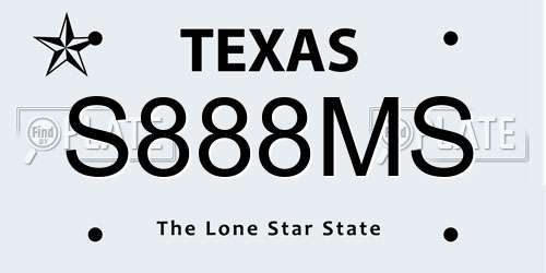 S888MS Texas License Plate