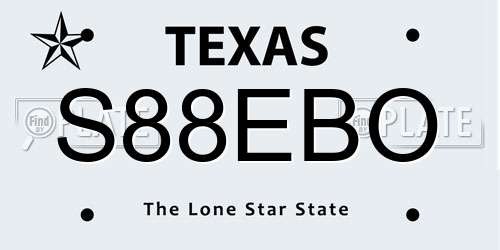 S88EBO Texas License Plate