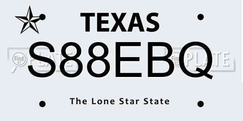 S88EBQ Texas License Plate