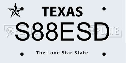 S88ESD Texas License Plate