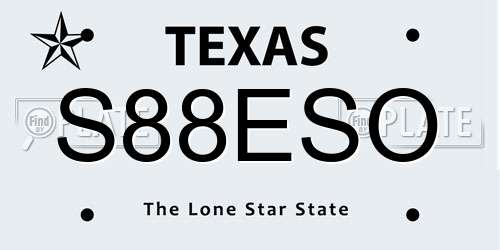 S88ESO Texas License Plate