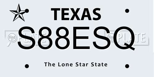 S88ESQ Texas License Plate