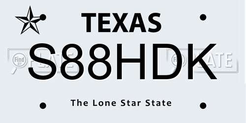 S88HDK Texas License Plate