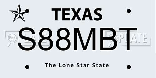 S88MBT Texas License Plate