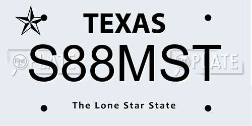 S88MST Texas License Plate