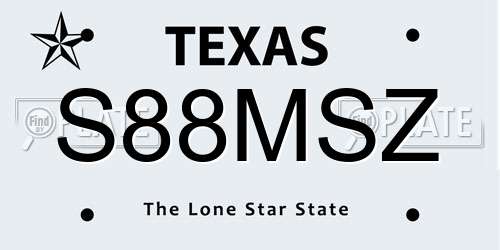 S88MSZ Texas License Plate
