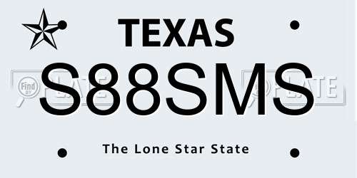 S88SMS Texas License Plate