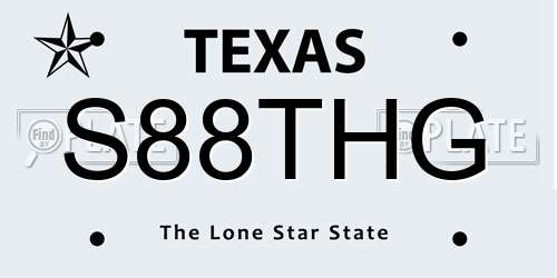 S88THG Texas License Plate