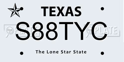 S88TYC Texas License Plate
