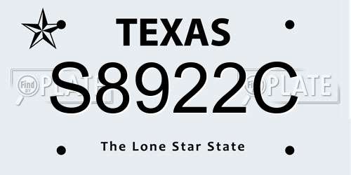 S8922C Texas License Plate