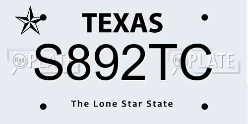 S892TC Texas License Plate