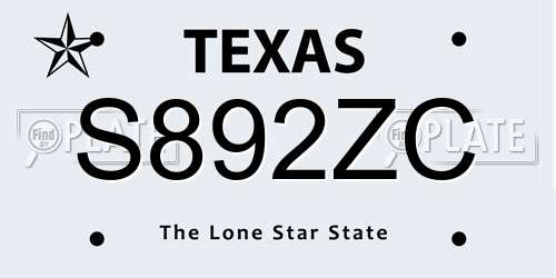 S892ZC Texas License Plate