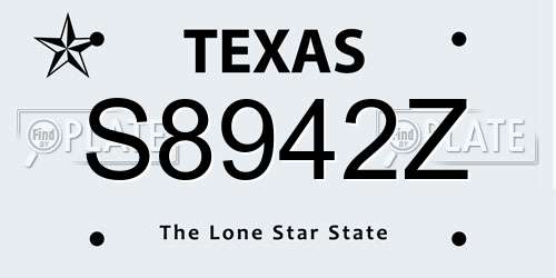 S8942Z Texas License Plate