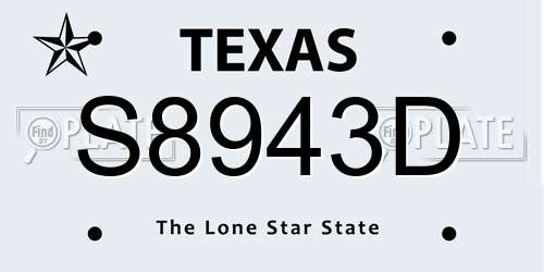 S8943D Texas License Plate