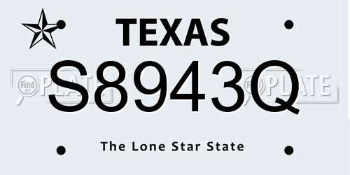 S8943Q Texas License Plate
