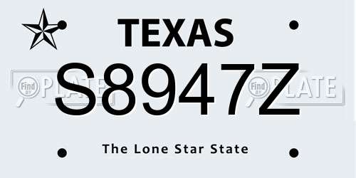 S8947Z Texas License Plate