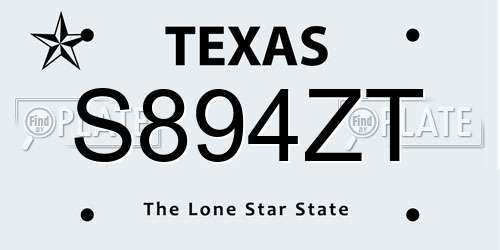 S894ZT Texas License Plate