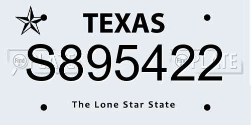 S895422 Texas License Plate
