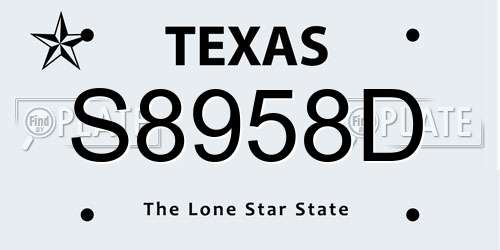 S8958D Texas License Plate