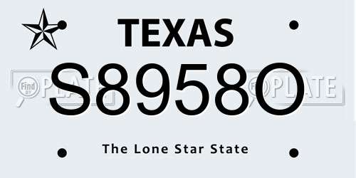 S8958O Texas License Plate