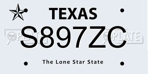 S897ZC Texas License Plate