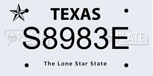 S8983E Texas License Plate