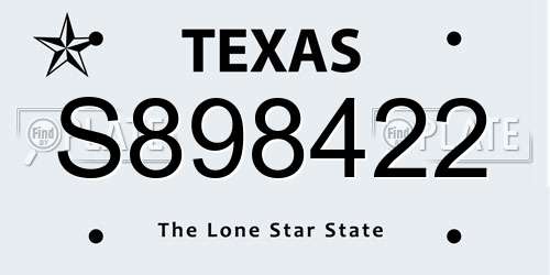 S898422 Texas License Plate