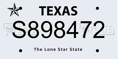 S898472 Texas License Plate