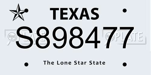 S898477 Texas License Plate