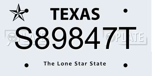 S89847T Texas License Plate