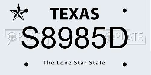 S8985D Texas License Plate