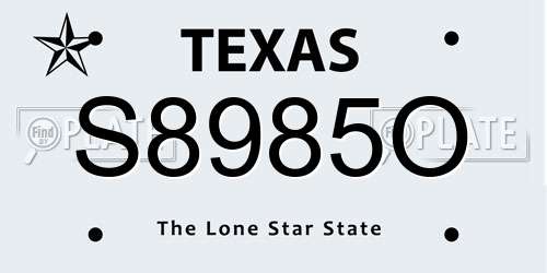 S8985O Texas License Plate