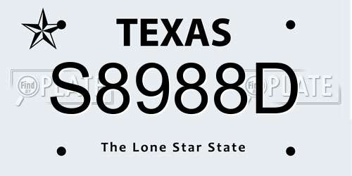 S8988D Texas License Plate