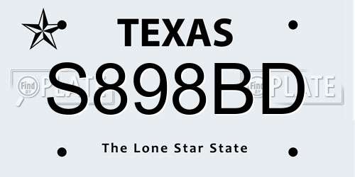 S898BD Texas License Plate