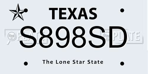 S898SD Texas License Plate
