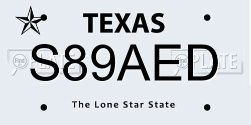 S89AED Texas License Plate