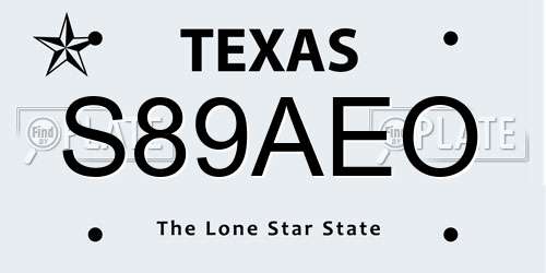 S89AEO Texas License Plate