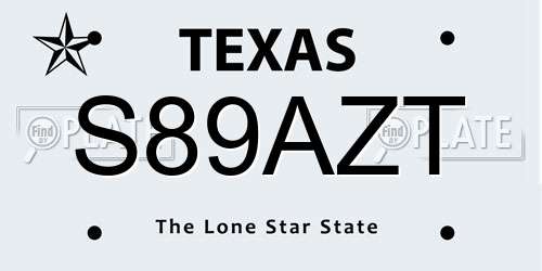 S89AZT Texas License Plate