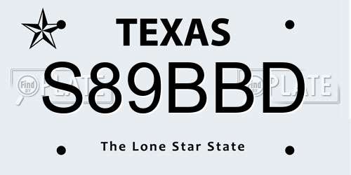 S89BBD Texas License Plate