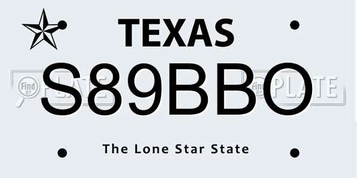 S89BBO Texas License Plate