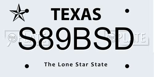 S89BSD Texas License Plate