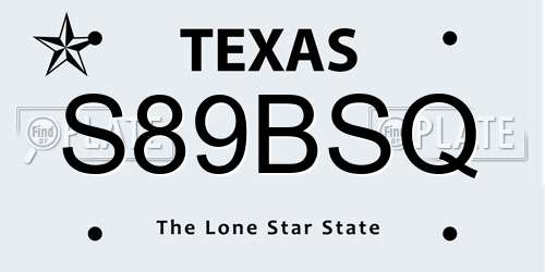 S89BSQ Texas License Plate