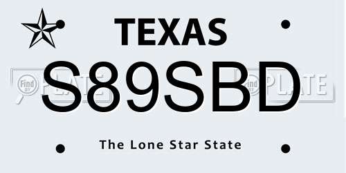 S89SBD Texas License Plate