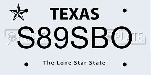 S89SBO Texas License Plate